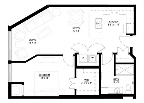 1 Bedroom Floor Plan